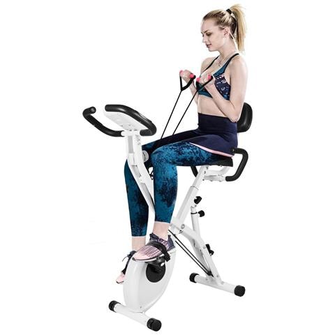 Cyclette Da Casa, Cyclette Da Camera Pieghevole, Cardiofrequenzimetro E Schermo A Lcd, Resistenza Variabile 10 Livelli, Ciclette Per Casa, Cyclette Con Schienale, Max 150 Kg - Foto 1