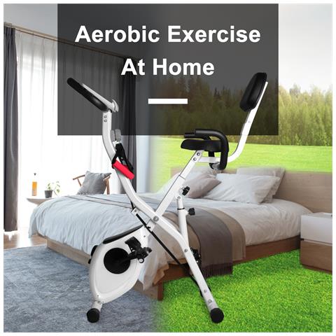 Cyclette Da Casa, Cyclette Da Camera Pieghevole, Cardiofrequenzimetro E Schermo A Lcd, Resistenza Variabile 10 Livelli, Ciclette Per Casa, Cyclette Con Schienale, Max 150 Kg - Foto 7