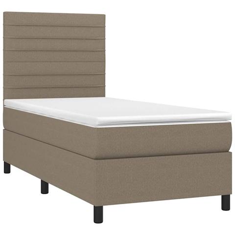Letto a Molle con Materasso e LED Tortora 90x190 cm in Tessuto - Foto 2