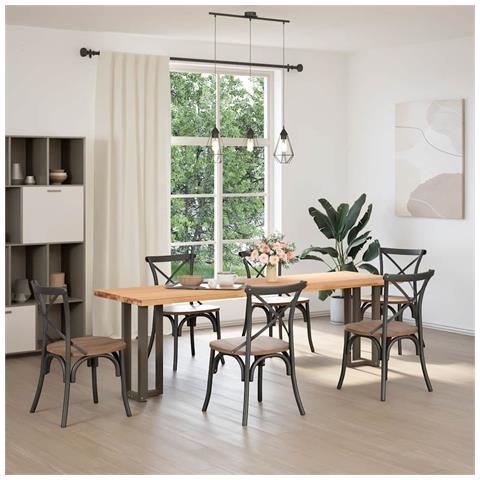 Gambe Tavolo Consolle A T 2 Pz Naturale 25x28x(72-73)cm Acciaio - Foto 2