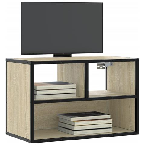 Mobile Tv Rovere Sonoma 60x31x39,5cm Legno Multistrato Metallo - Foto 1