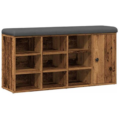 Panca Porta Scarpe Legno Antico 102x32x50 Cm Legno Multistrato - Foto 2