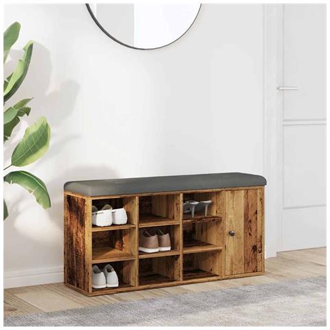 Panca Porta Scarpe Legno Antico 102x32x50 Cm Legno Multistrato - Foto 1