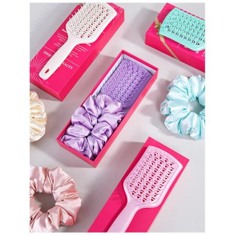 Set Di Pettini Districanti Con Massaggiatore Per Cuoio Capelluto - Set Regalo Da 2 Pezzi Pink - Foto 2