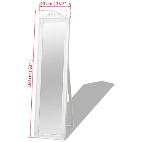 Specchio Autoportante Stile Barocco 160x40 Cm Bianco - Foto 7