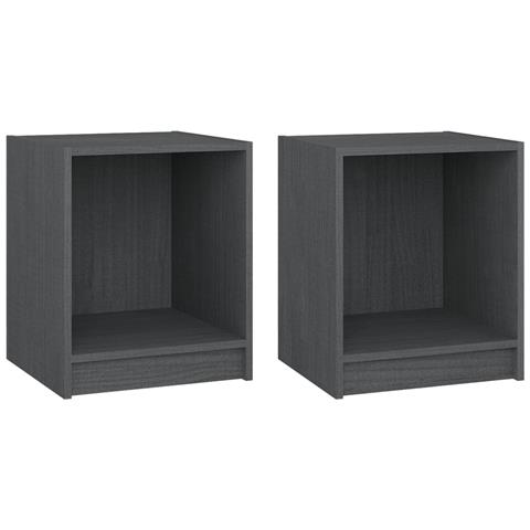 Lusso Casadino -  Comodini 2 Pz Grigi 35,5x33,5x41,5 Cm In Legno Massello Di Pino - Foto 1