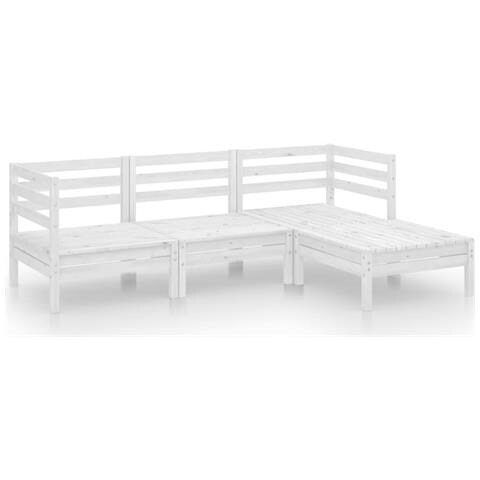 Lusso Casadino - Set Salotto Da Giardino 4 Pz In Legno Massello Di Pino Bianco - Foto 1