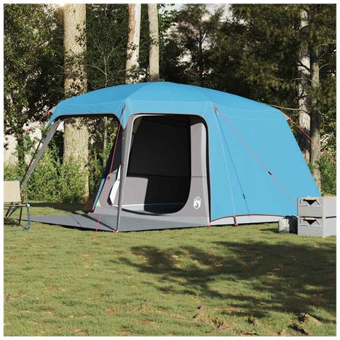Tenda da Campeggio con Portico Cupola 5Persone Blu Impermeabile - Foto 1