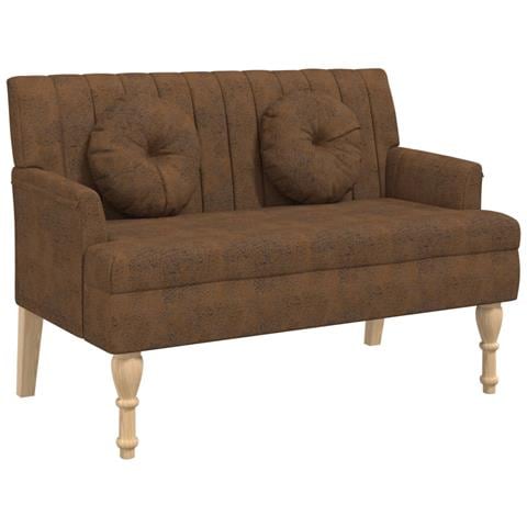 Panca con Cuscini Marrone 113x64,5x75,5 cm in Scamosciato - Foto 1
