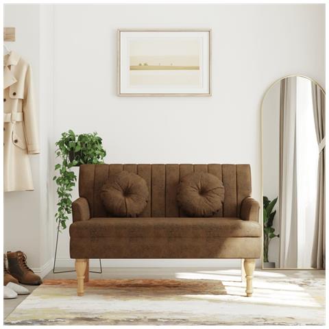 Panca con Cuscini Marrone 113x64,5x75,5 cm in Scamosciato - Foto 2