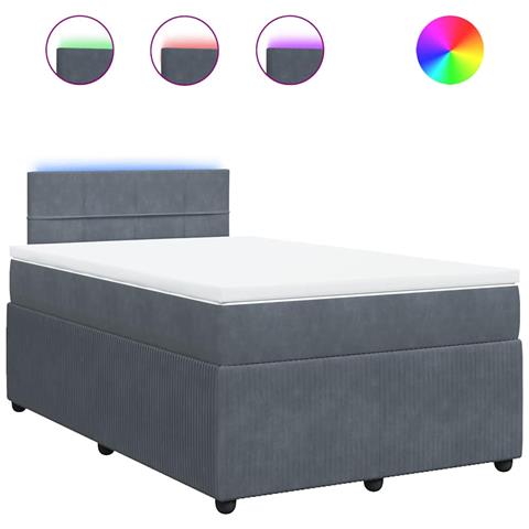 Giroletto a Molle con Materasso Grigio Scuro 120x190 cm Velluto - Foto 1