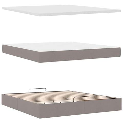 Struttura Letto Pouf con Materasso Tortora 160x200cm in Tessuto - Foto 9