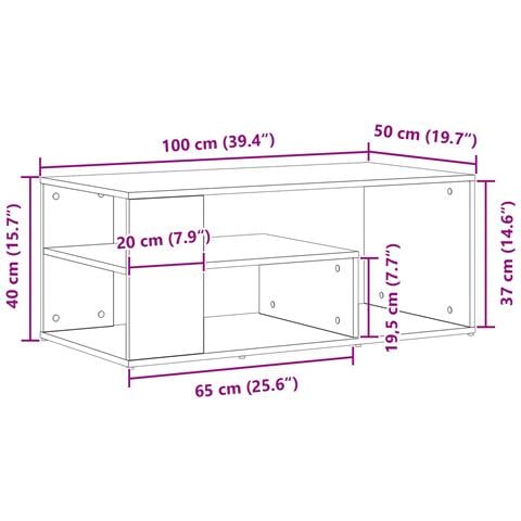 Tavolino da caffè Nero Rovere 100x50x40 cm in legno ingegnerizzato - Foto 8
