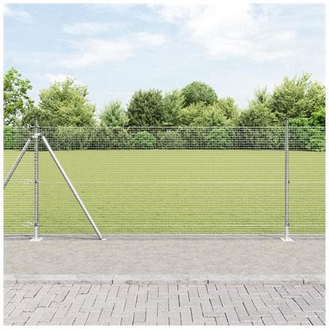Recinzione in Rete Saldata con 7 Pali Flangiati 0.8x10 m Acciaio Galvanizzato - Foto 2