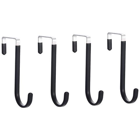 Ganci Sopra La Porta Senza Foratura, Spessore 10 Mm Per Porte Da 4,5 Cm (confezione Da 4) - Acciaio Inossidabile E Plastica Black - Foto 1