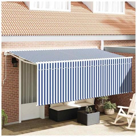 Tenda Retrattile Rigato Blu e bianco 400 x 200 cm Tessuto - Foto 2