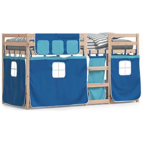 Letto a Castello senza Materasso Blu 90x190cm Massello Pino - Foto 1