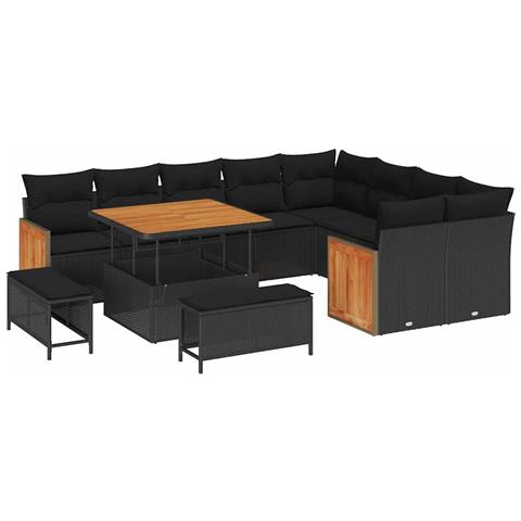 Set Divano da Giardino 12 pcs Nero 100 x 100 x 71 cm - Foto 1