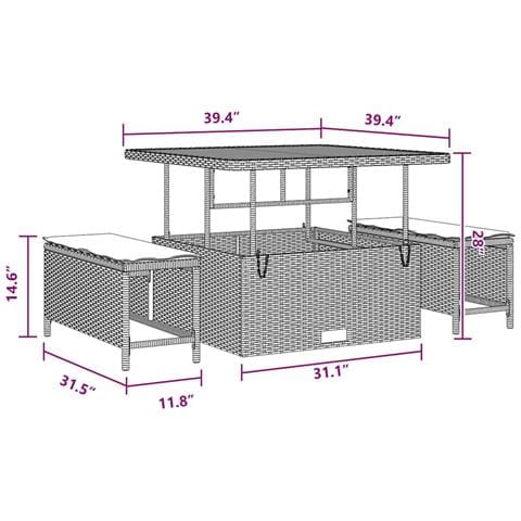 Set Divano da Giardino 12 pcs Nero 100 x 100 x 71 cm - Foto 9