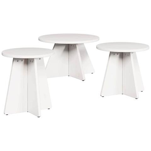 Tavolino da salotto 3 pcs Bianco 49 x 49 x 30 cm - Foto 1