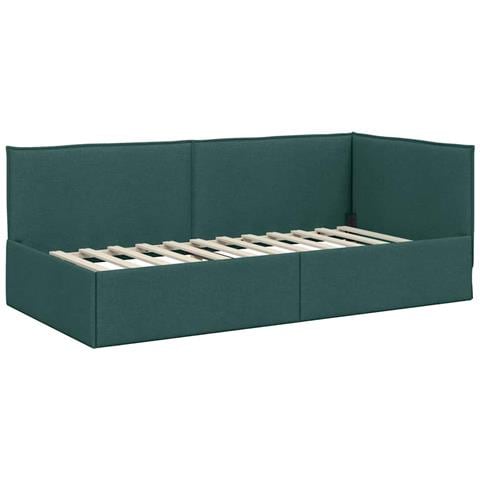 Cornice del letto ad angolo Verde scuro 80 x 200 cm Tessuto - Foto 1