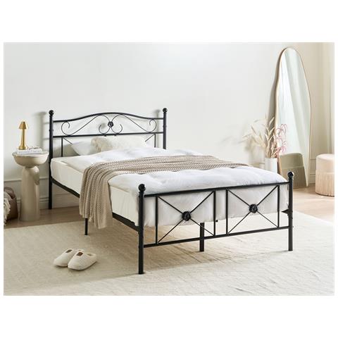 Letto Metallo Rodez 120 X 200 Cm Nero - Foto 1