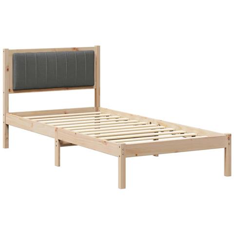 Letto con Testiera Rivestita Grigio scuro 90 x 200 cm - Foto 1