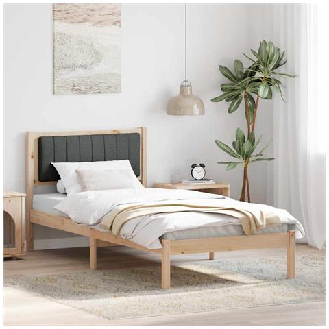 Letto con Testiera Rivestita Grigio scuro 90 x 200 cm - Foto 2