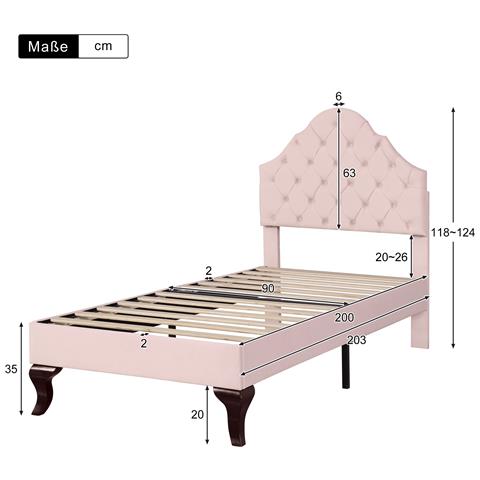 Letto Imbottito In Velluto Rosa Con Design Classico - Foto 2