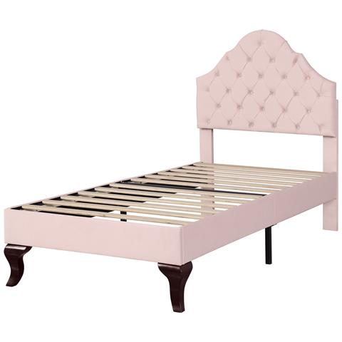 Letto Imbottito In Velluto Rosa Con Design Classico - Foto 3