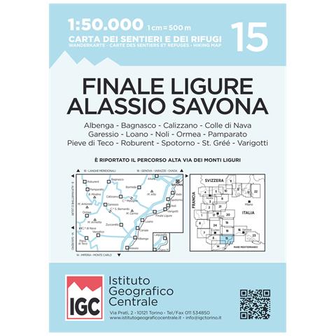 Carta n. 15 Finale Ligure, Alassio, Savona 1:50.000. Carta dei sentieri e dei rifugi - Foto 1