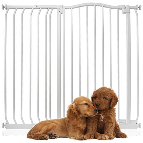 Bettacare Cancelletto Per Cani Extra Alto Con Parte Superiore Incurvata, 107cm - 116cm, Bianco Opaco, Extra Alto Con 100cm Di Altezza - Foto 1
