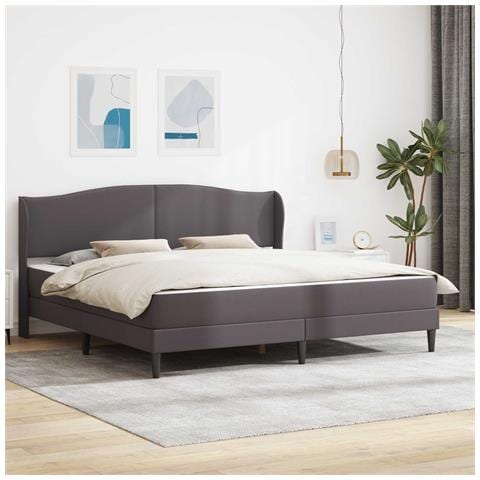 Struttura del letto con testiera Grigio 180 x 200 cm Similpelle - Foto 2