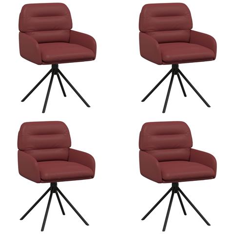 Sedie da pranzo girevoli 4 pcs Similpelle Rosso Vino - Foto 1