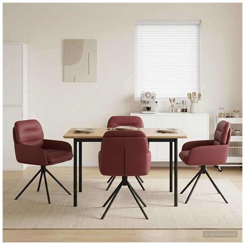 Sedie da pranzo girevoli 4 pcs Similpelle Rosso Vino - Foto 2