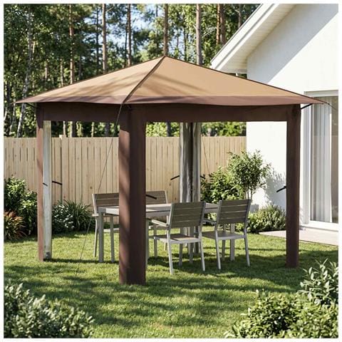 Gazebo senza Parete 2,6 x 2,6 m Beige e Marrone - Foto 2
