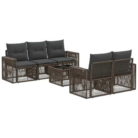 Set Divano da Giardino 6 pz Grigio polyrattan - Foto 1