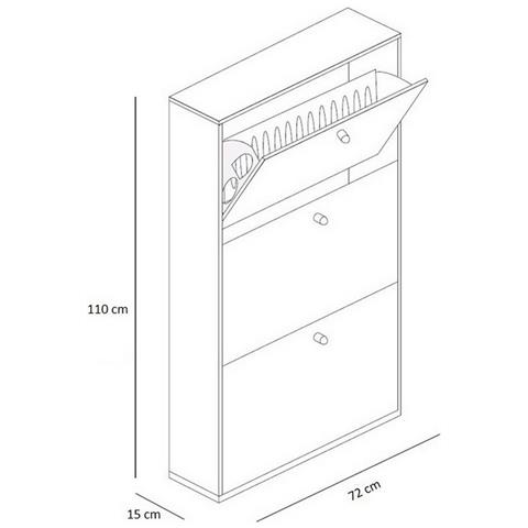 Scarpiera Classy Salvaspazio - Con Ante Basculanti, Scomparti - Da Ingresso - Bianco In Legno, 72 X 15 X 110 Cm - Foto 3
