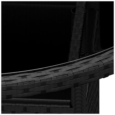 Tavolo Da Giardino Ø80x75 Cm Vetro Temperato E Polyrattan Nero - Foto 2