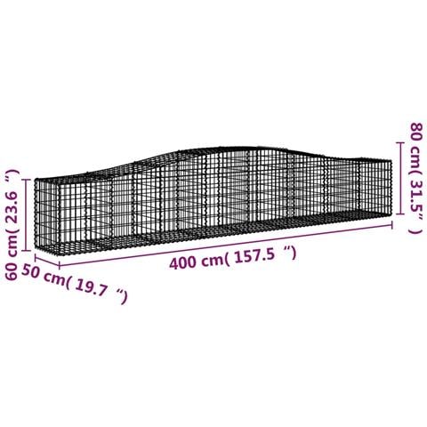 Cesto Gabbione Ad Arco 400x50x60/80 Cm Ferro Zincato - Foto 4