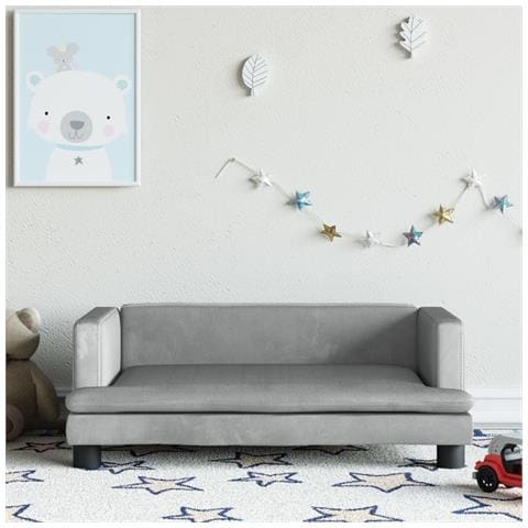 Divano Per Bambini Grigio Chiaro 80x45x30 Cm In Velluto - Foto 1