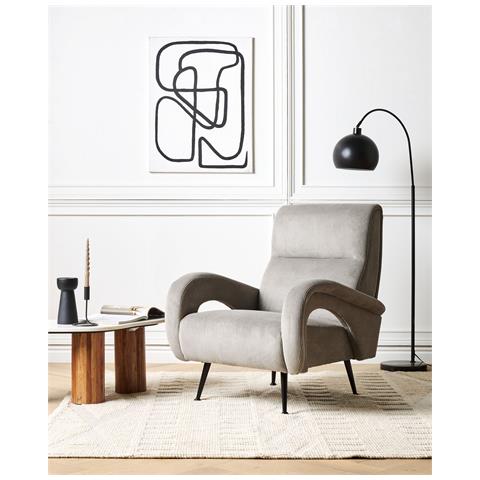 Poltrona Velluto A Coste Grigio Svalov - Foto 1