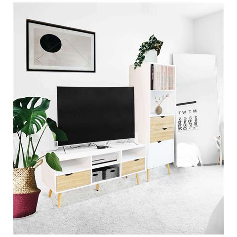 Mobile Porta Tv In Legno Con 2 Cassetti E 4 Ripiani Adrien - Foto 5