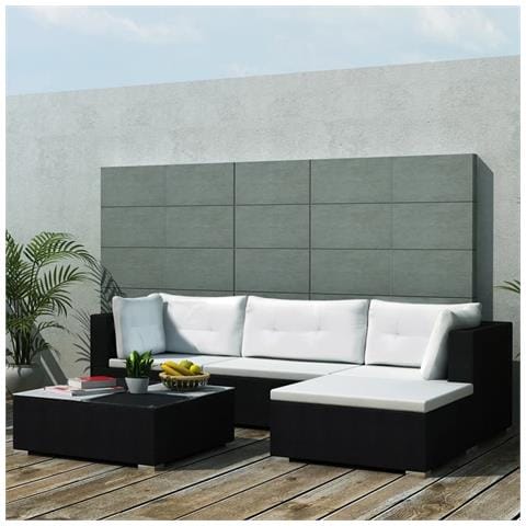 Set Divani Da Giardino 5 Pz Con Cuscini In Polyrattan Nero - Foto 2