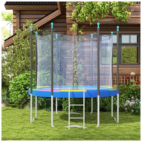 Copertura Tappeto Elastico Ø366x30 Cm Pieghevole E Portatile, In Plastica, Pe E Schiuma, Multicolore - Foto 6