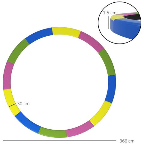 Copertura Tappeto Elastico Ø366x30 Cm Pieghevole E Portatile, In Plastica, Pe E Schiuma, Multicolore - Foto 2