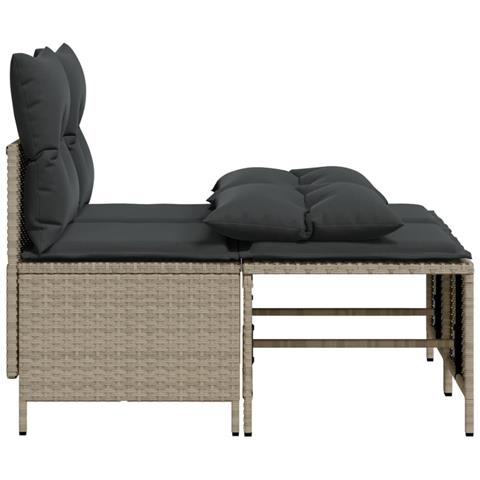 Set Divano da Giardino 4pz con Cuscini Grigio Chiaro Polyrattan - Foto 8