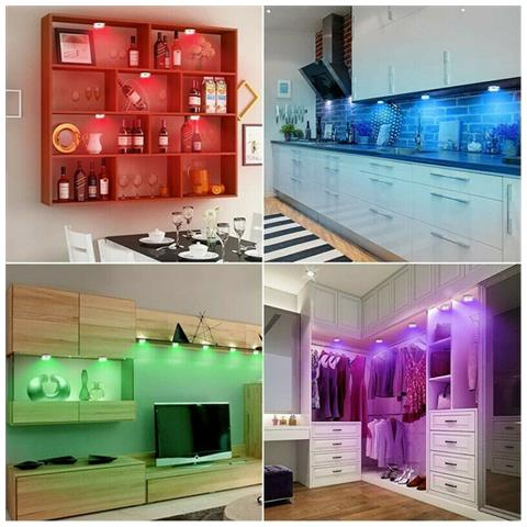 Set 5 Faretti Led Rgb Adesivi Faretto Decorativo Multicolore Telecomando Teb0314 - Foto 2