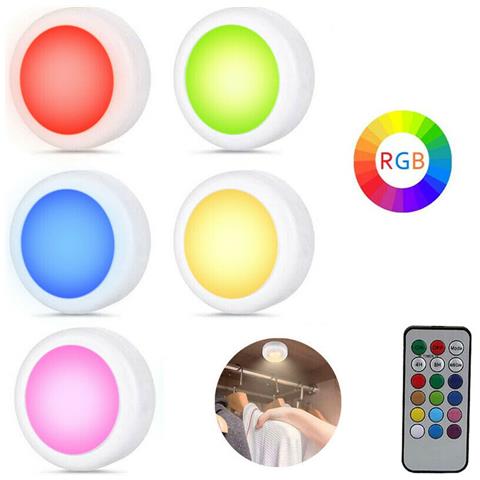 Set 5 Faretti Led Rgb Adesivi Faretto Decorativo Multicolore Telecomando Teb0314 - Foto 4