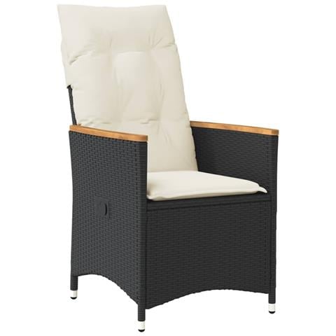 Set Bistrò Da Giardino 9 Pz Con Cuscini In Polyrattan Nero - Foto 3